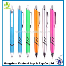 Pushing type promotional multi-color plastic retractable ball pen with metal clip